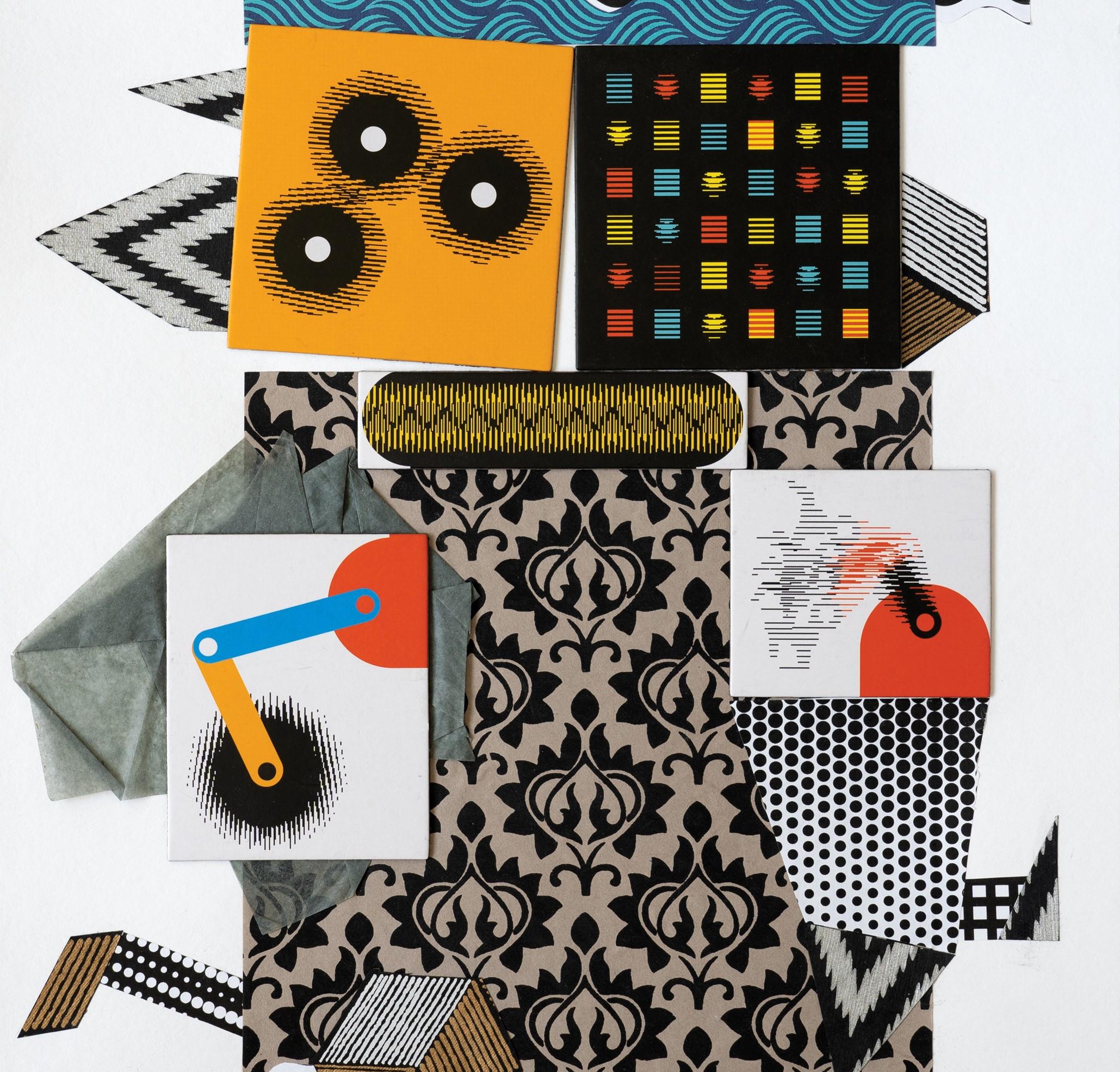 Paper Mill - Black, Yellow, Blue, Orange, Collage - Contemporary Art by Raluca Arnăutu