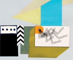 Portrait II - Blue, Black, White, Collage, Contemporary Art