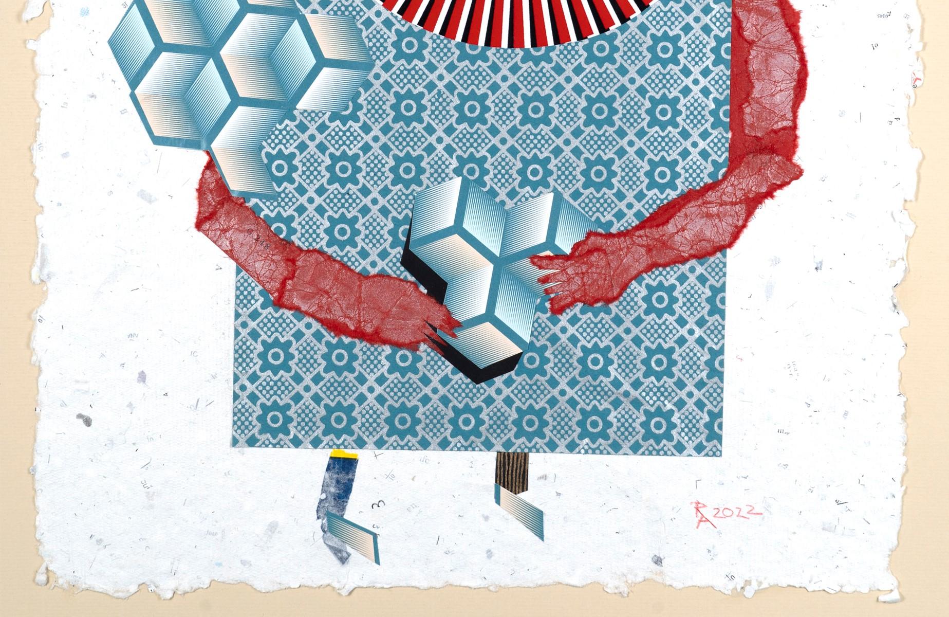 The Dreamcatcher - Collage, Papier, Rot, Zeitgenössische Kunst im Angebot 1