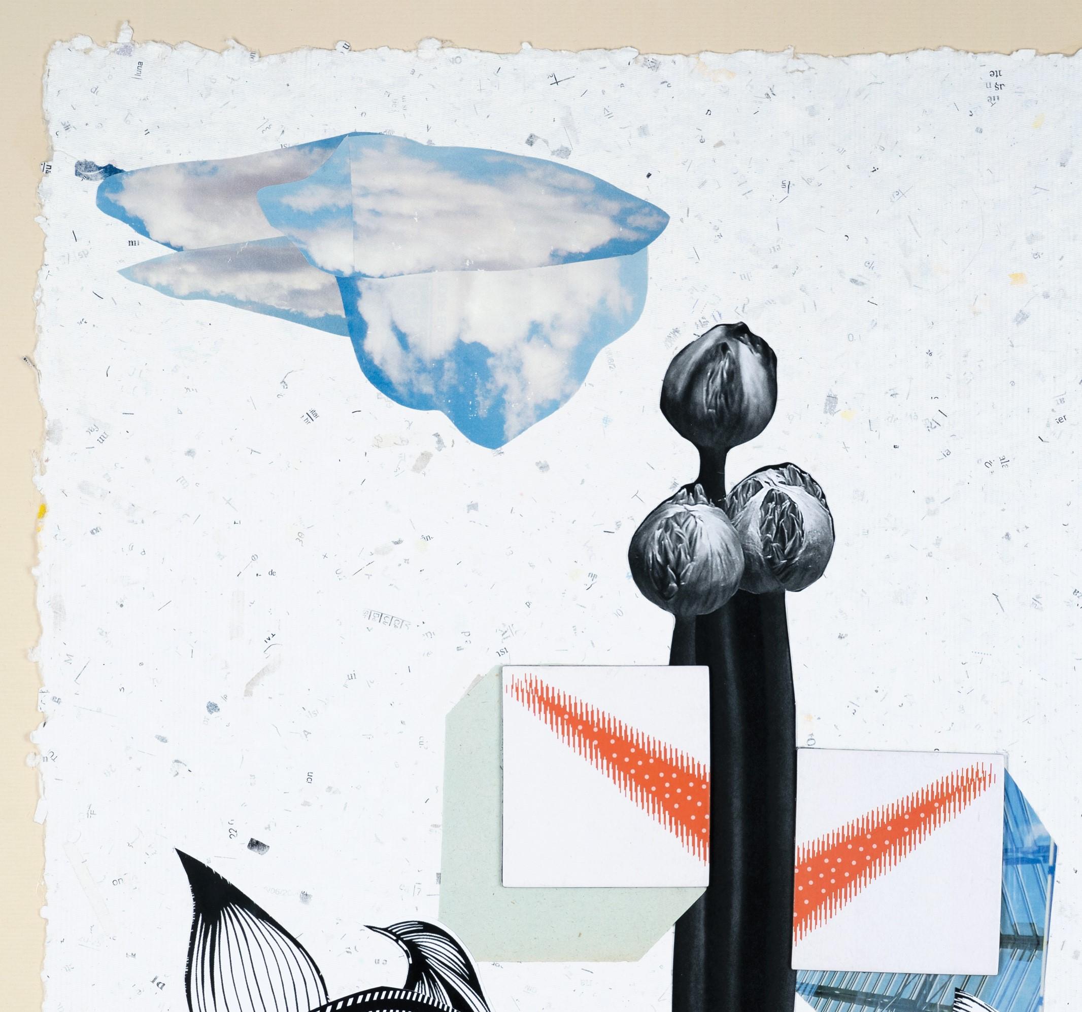 Die Blume – Papier, Landschaft, Collage, 21. Jahrhundert, Surrealismus (Zeitgenössisch), Mixed Media Art, von Raluca Arnăutu