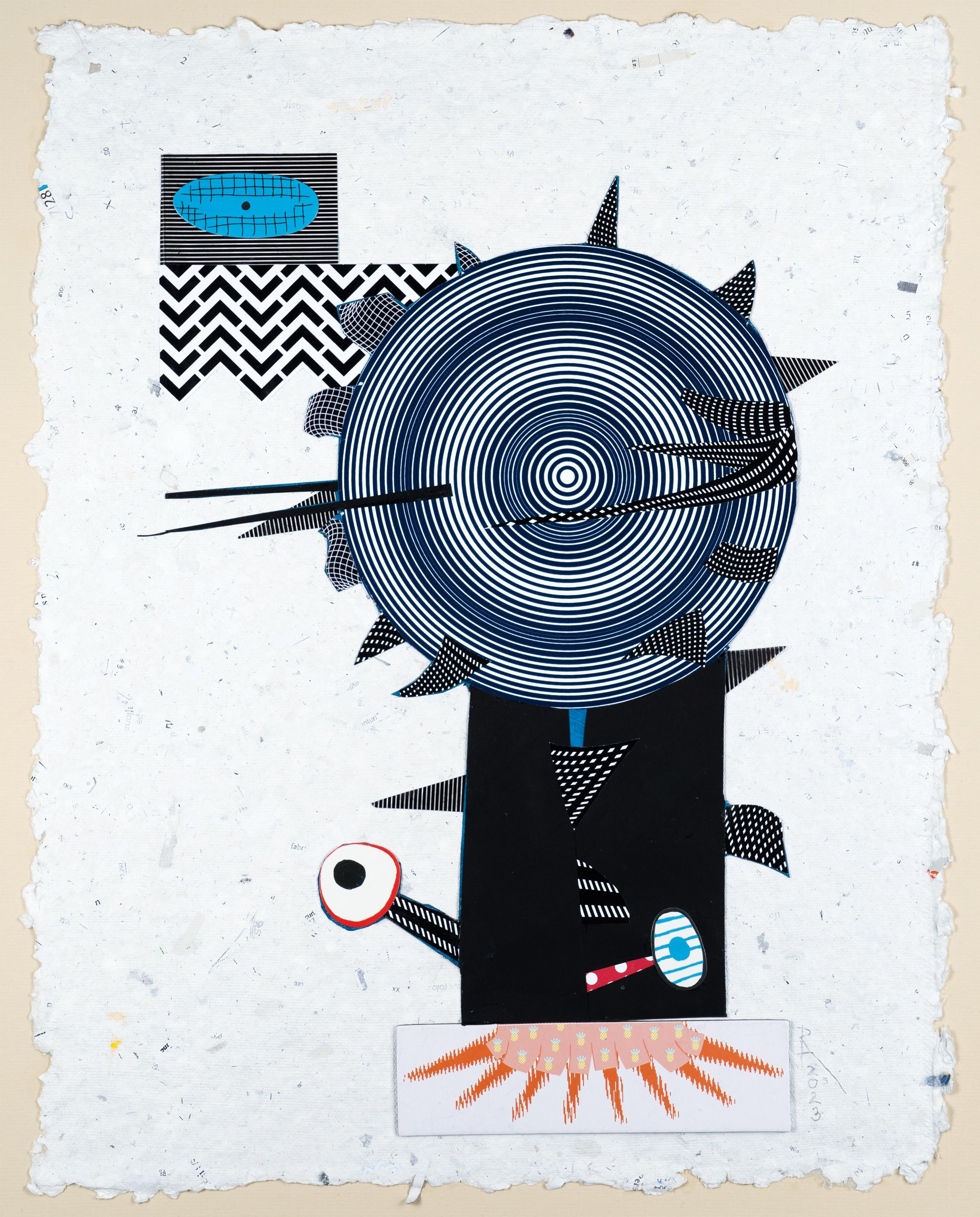 Abstract Drawing Raluca Arnăutu - The Love - 21e siècle, Collage, Bleu, Rouge, Noir