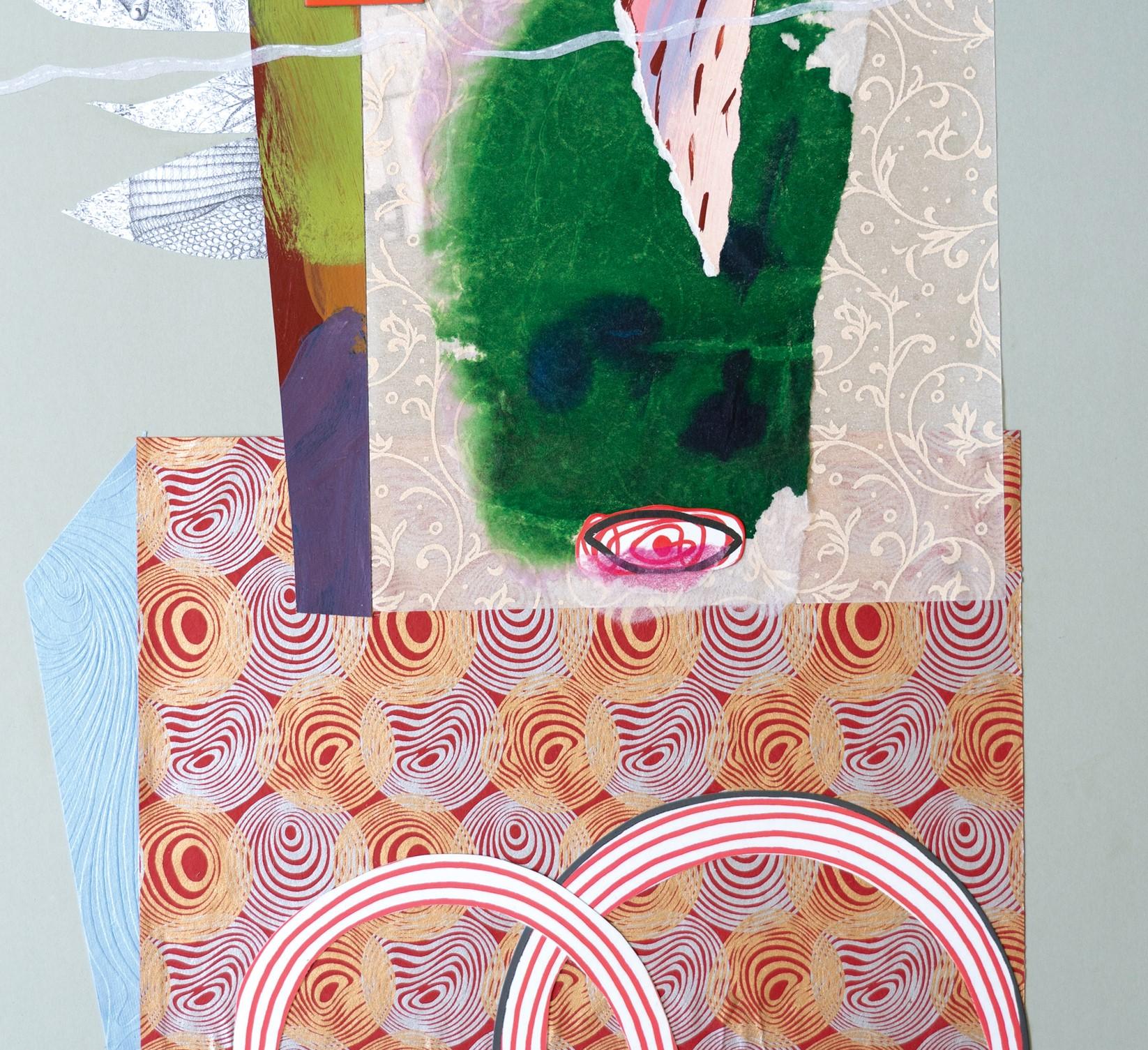 Der Pilger, 2022
Collage, Tempera, Tinte auf Papier
56,5 H x 40,5 B cm

Raluca Arnăutu träumt die Welt durch Collagen. Eine Collage, traumhaft und surreal, bevölkert von Tausenden von Papierstücken, Textilien, Plastikteilen, gefundenen oder