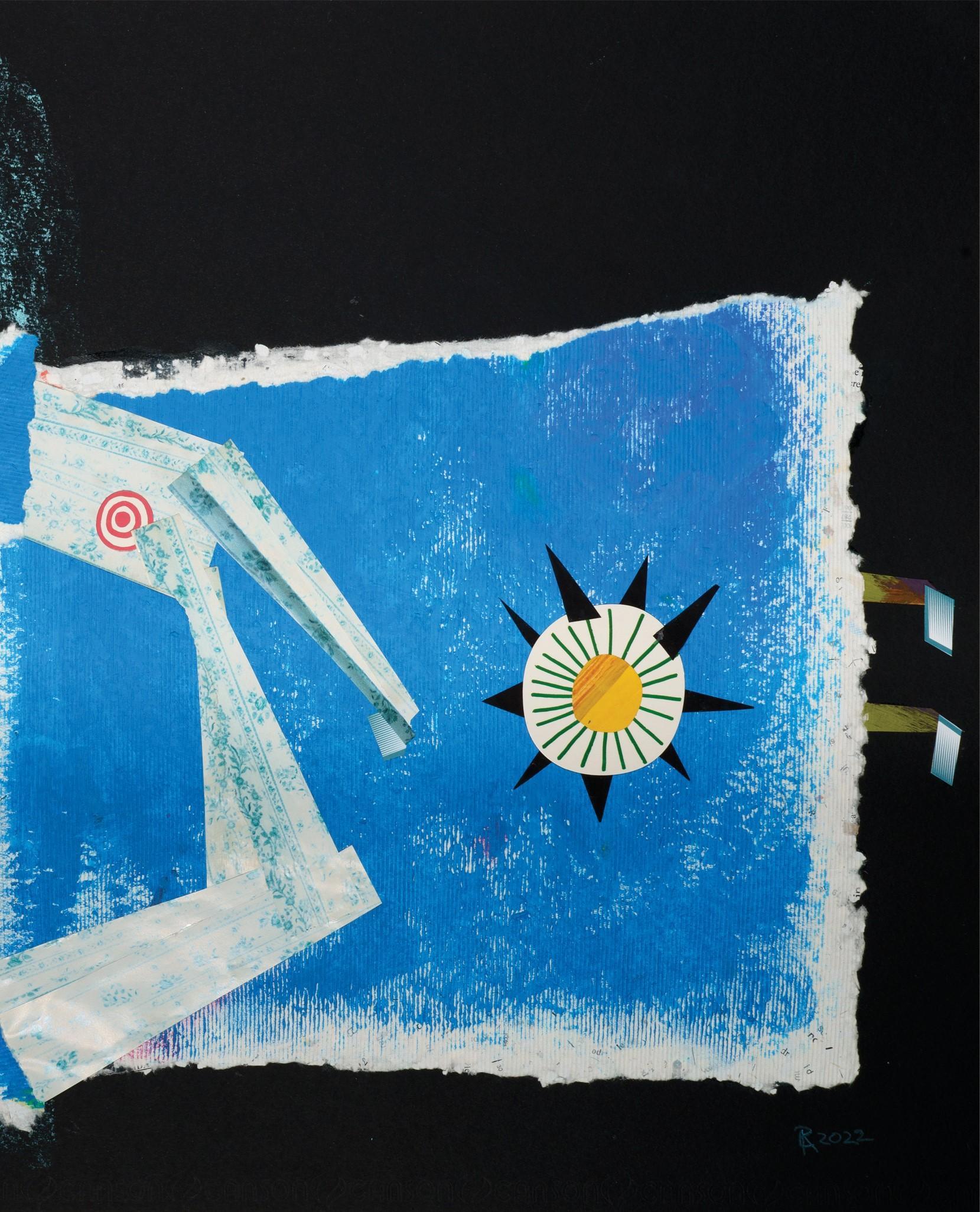 El Sueño - Azul, Negro, Collage, Papel - Art Contemporáneo de Raluca Arnăutu
