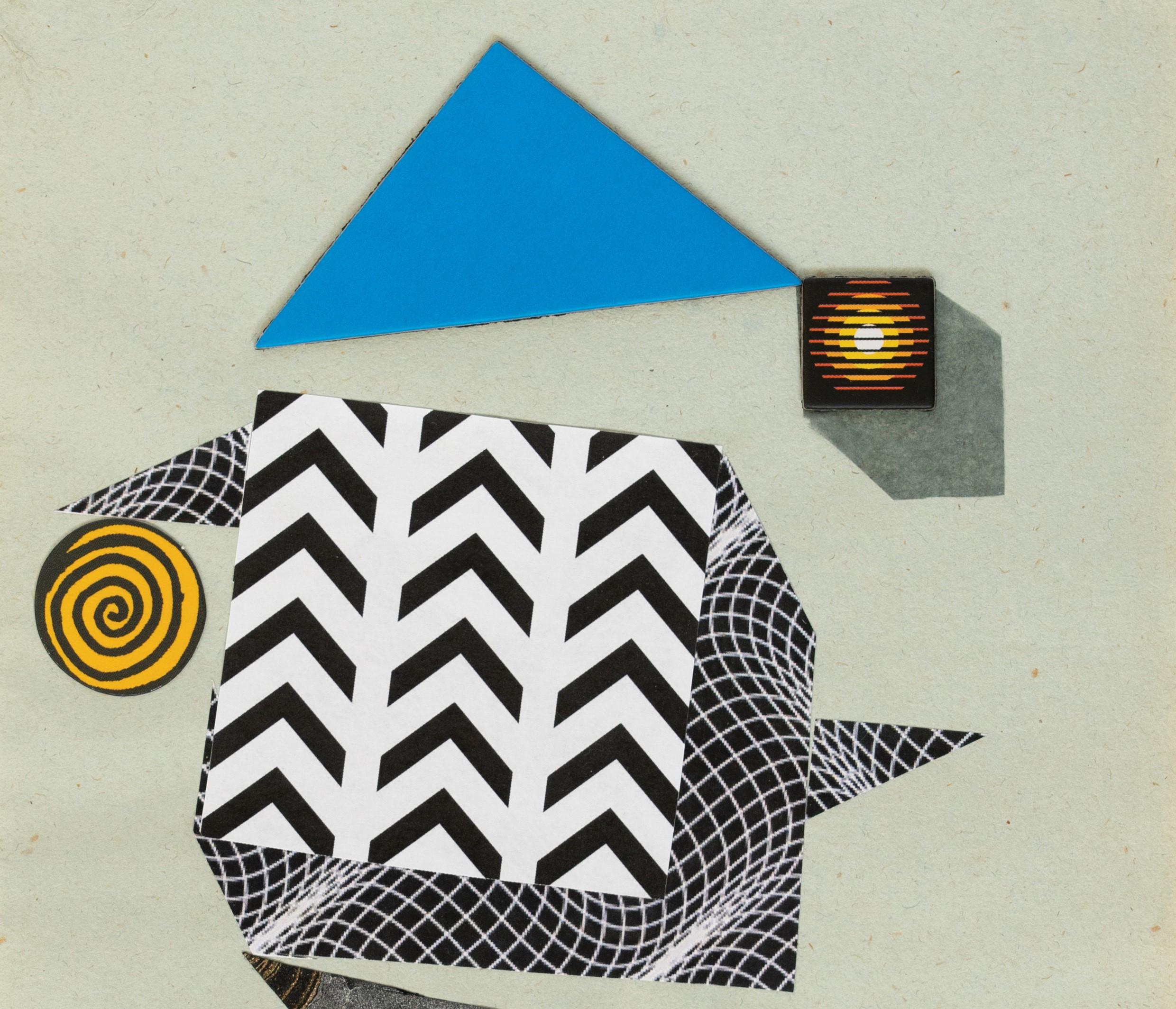 La galassia del triangolo - Collage blu, nero e bianco - Art di Raluca Arnăutu
