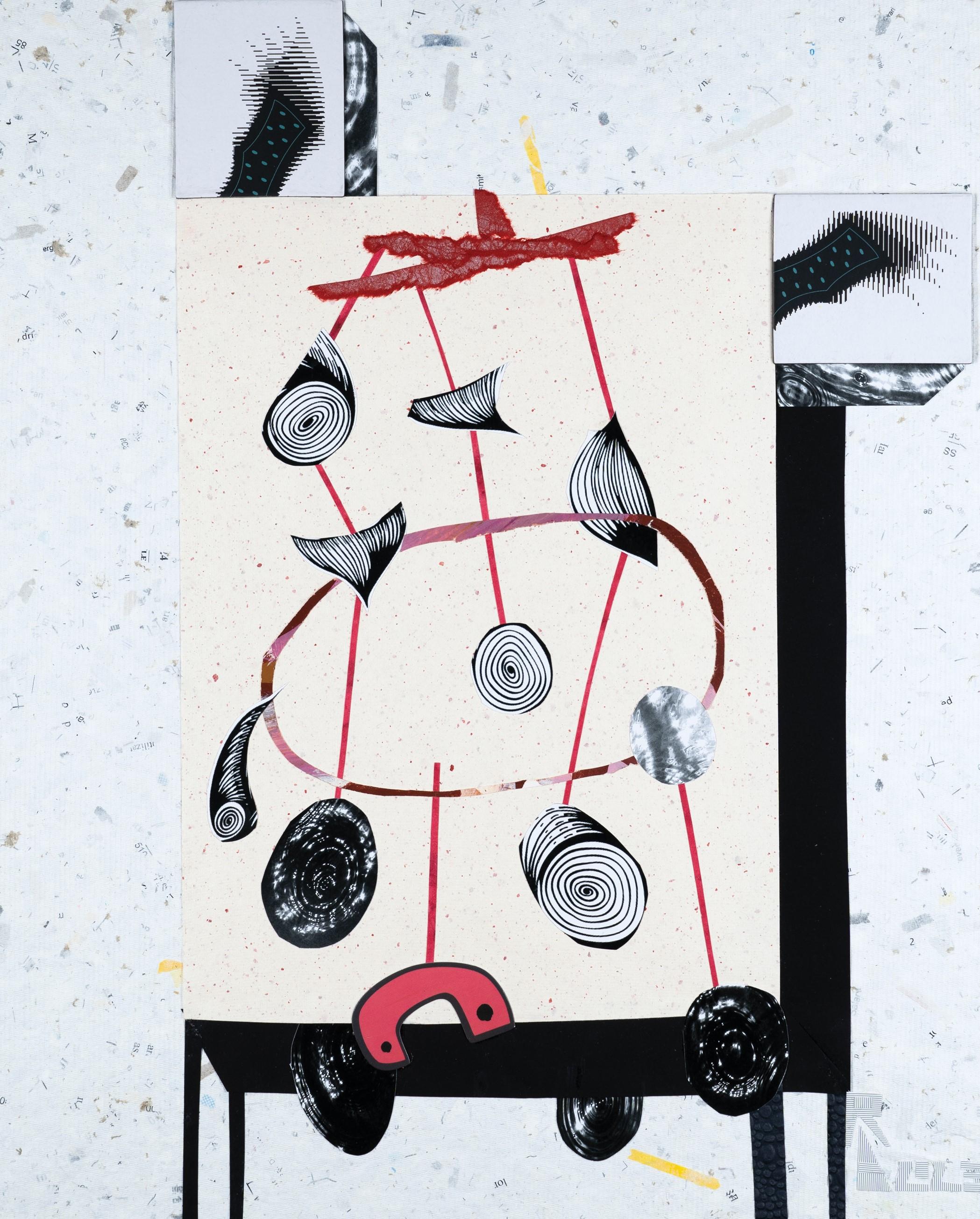 Das Wasser – Collage, Papier, 21. Jahrhundert, Rot, Schwarz – Art von Raluca Arnăutu