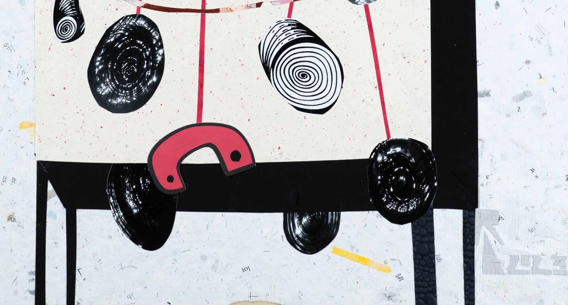 L'acqua - Collage, carta, 21° secolo, rosso, nero - Abstract Drawing Nero di Raluca Arnăutu