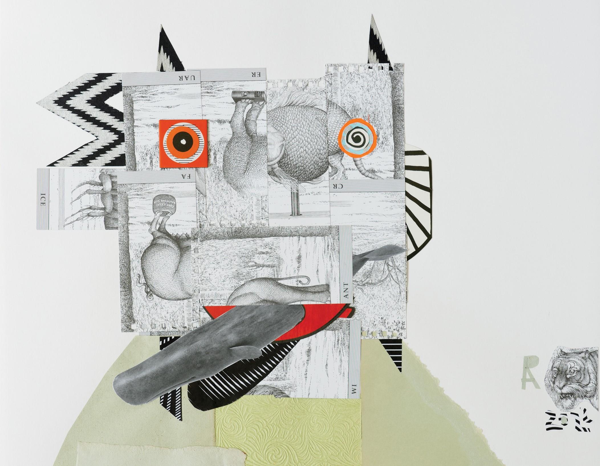 The Whale Hunter - Collage, Papier, Surrealismus, Zeitgenössische Kunst – Art von Raluca Arnăutu