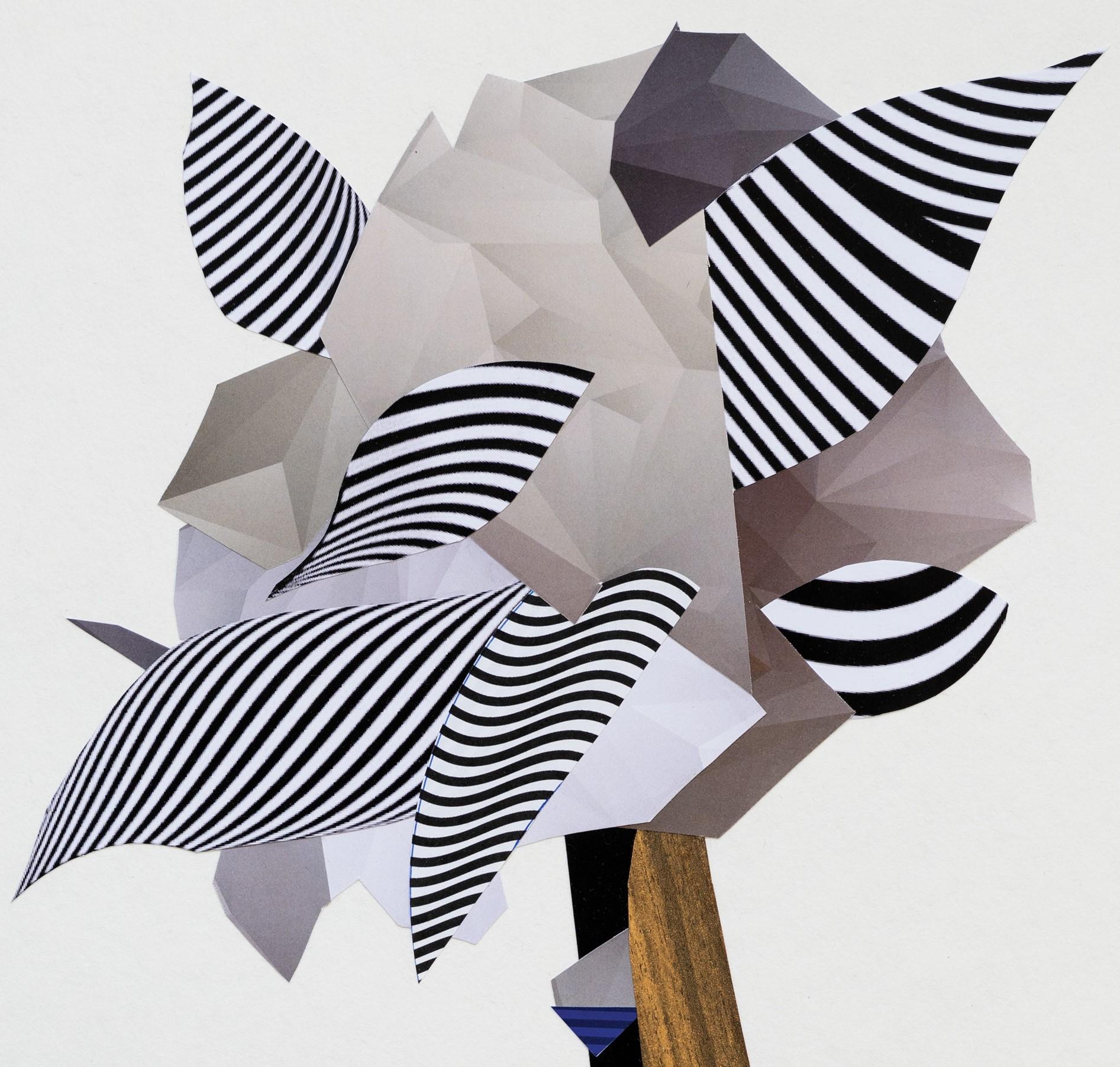 Baum II – Landschaft, Weiß, Schwarz, Papier, Collage (Zeitgenössisch), Mixed Media Art, von Raluca Arnăutu