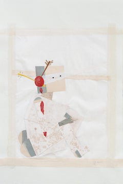 Soldat blessé - blanc, papier, dessin, art contemporain, figuratif