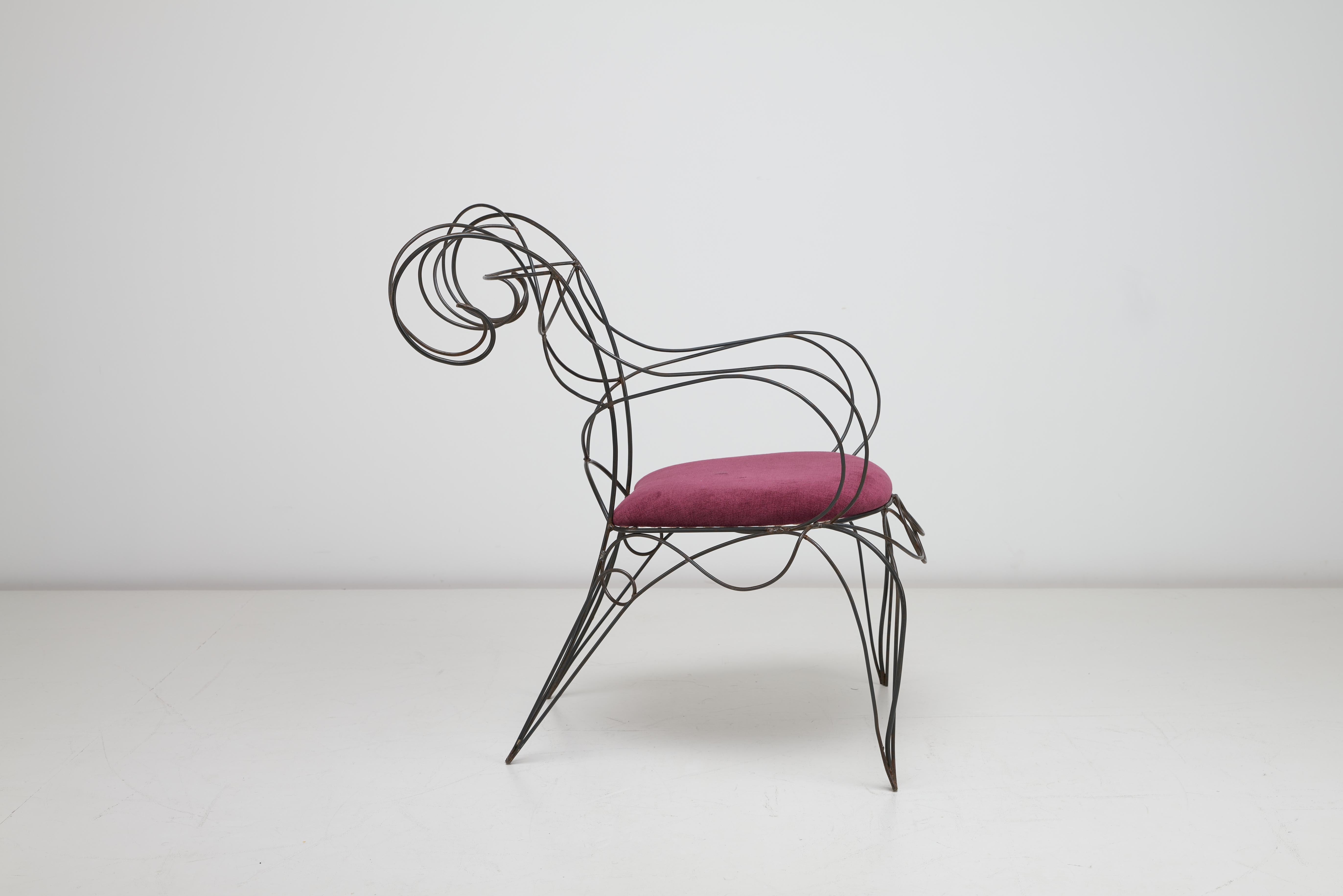 André Dubreuil - Ram Chair c1987 hergestellt von A.D. Dekorative Arts Ltd, London (20. Jahrhundert)