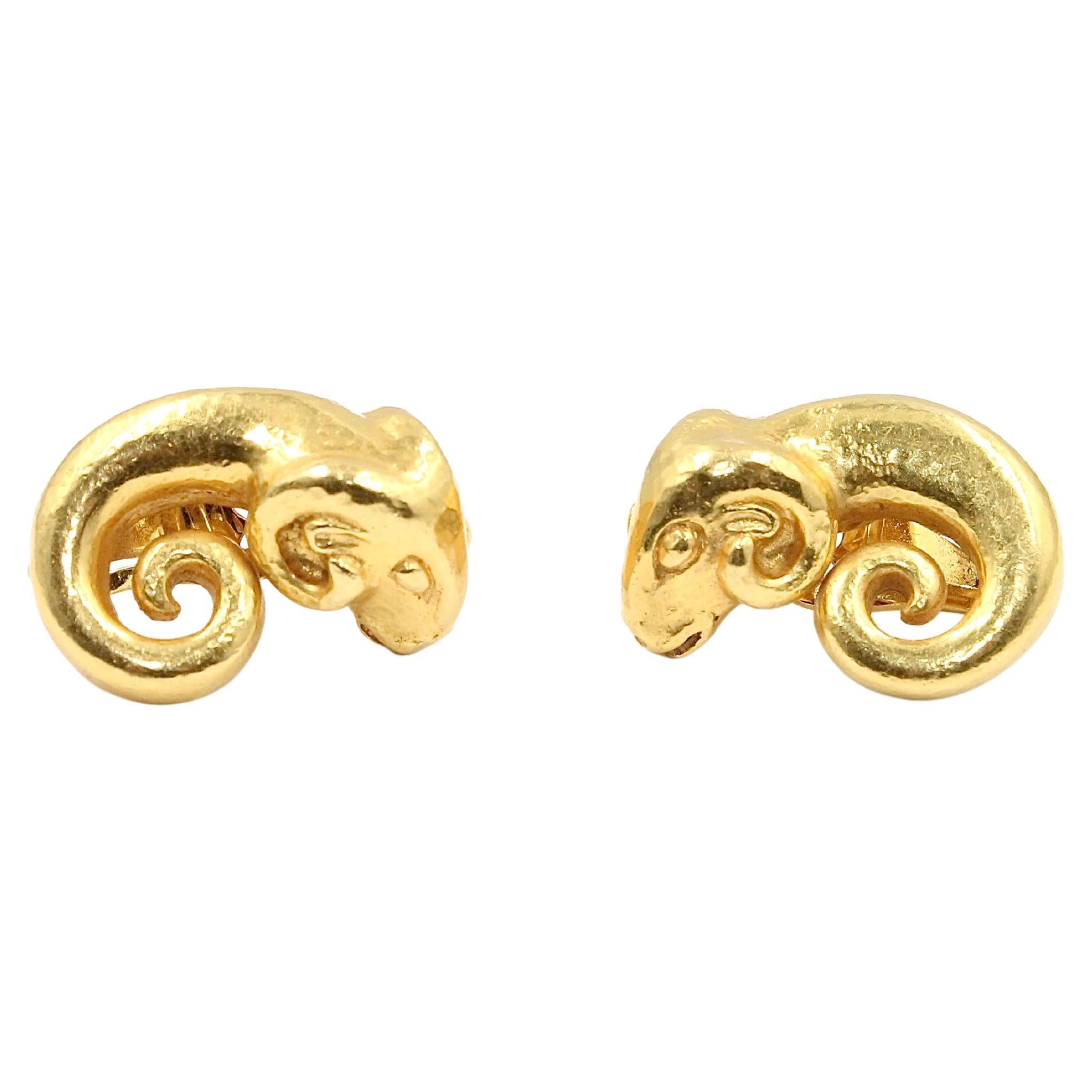 Ram earrings signed Zolotas 