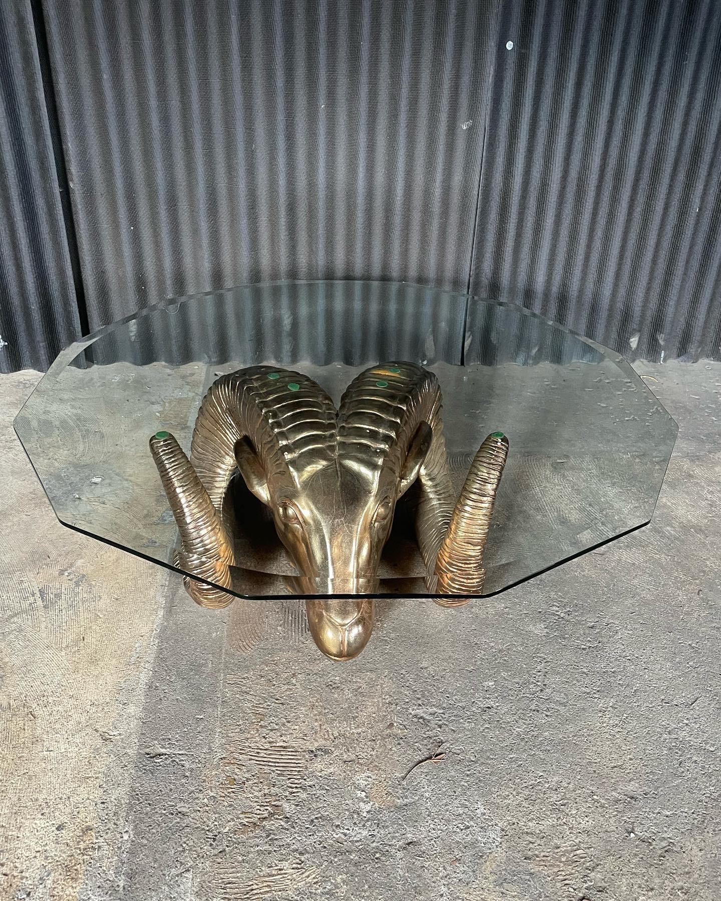 Hollywood Regency Ram Head Cocktail Table