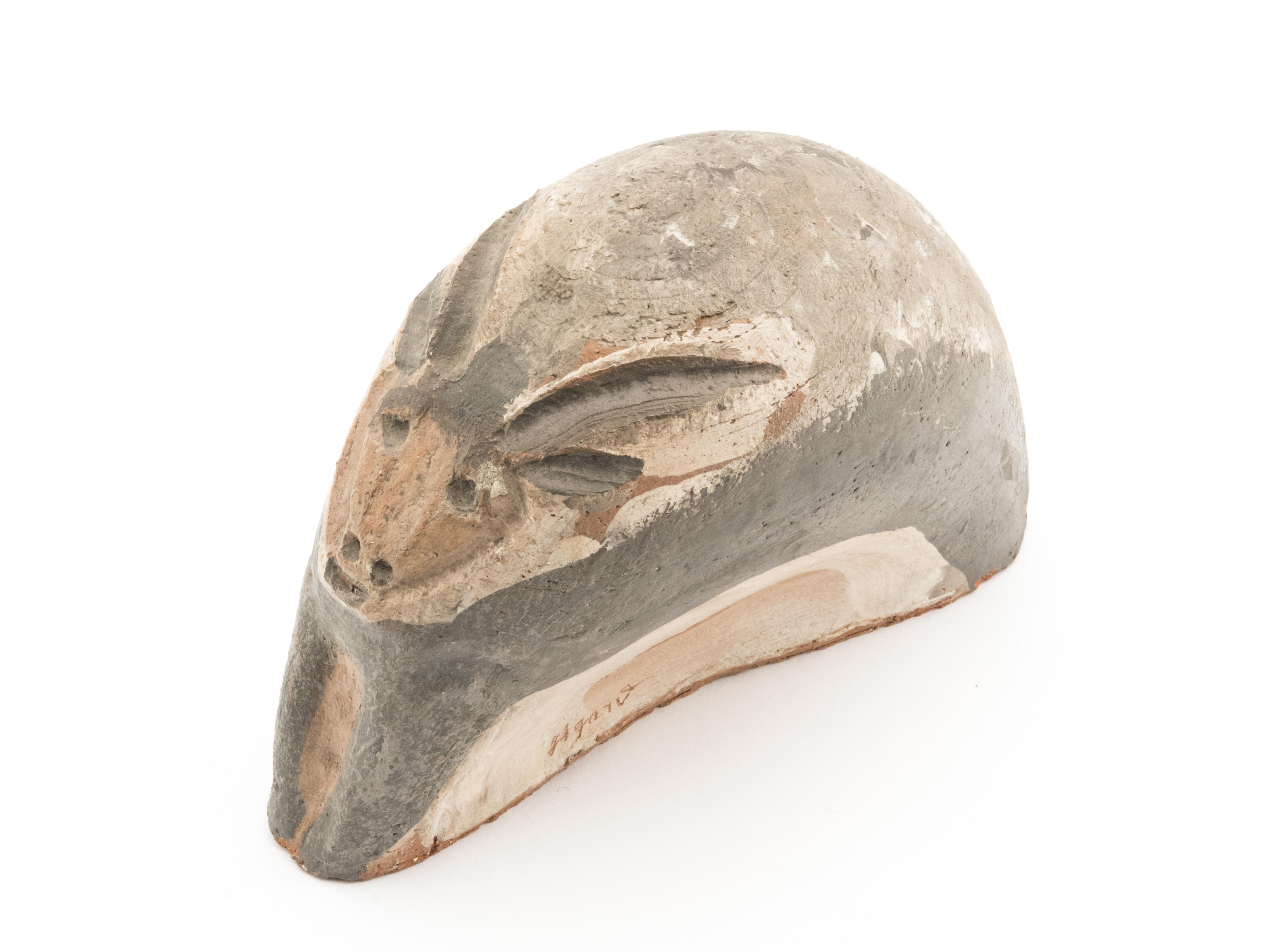French Ram Head, Paint on Ceramics, Jules Agard, Vallauris, 1950s For Sale