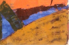 Abstract, Acrylic on Paper, Orange, Green, Blue by Modern Indian Artist"In Stock"