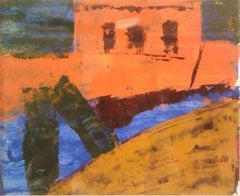 Abstract, Acrylic on Paper, Orange, Green, Blue by Modern Indian Artist"In Stock"