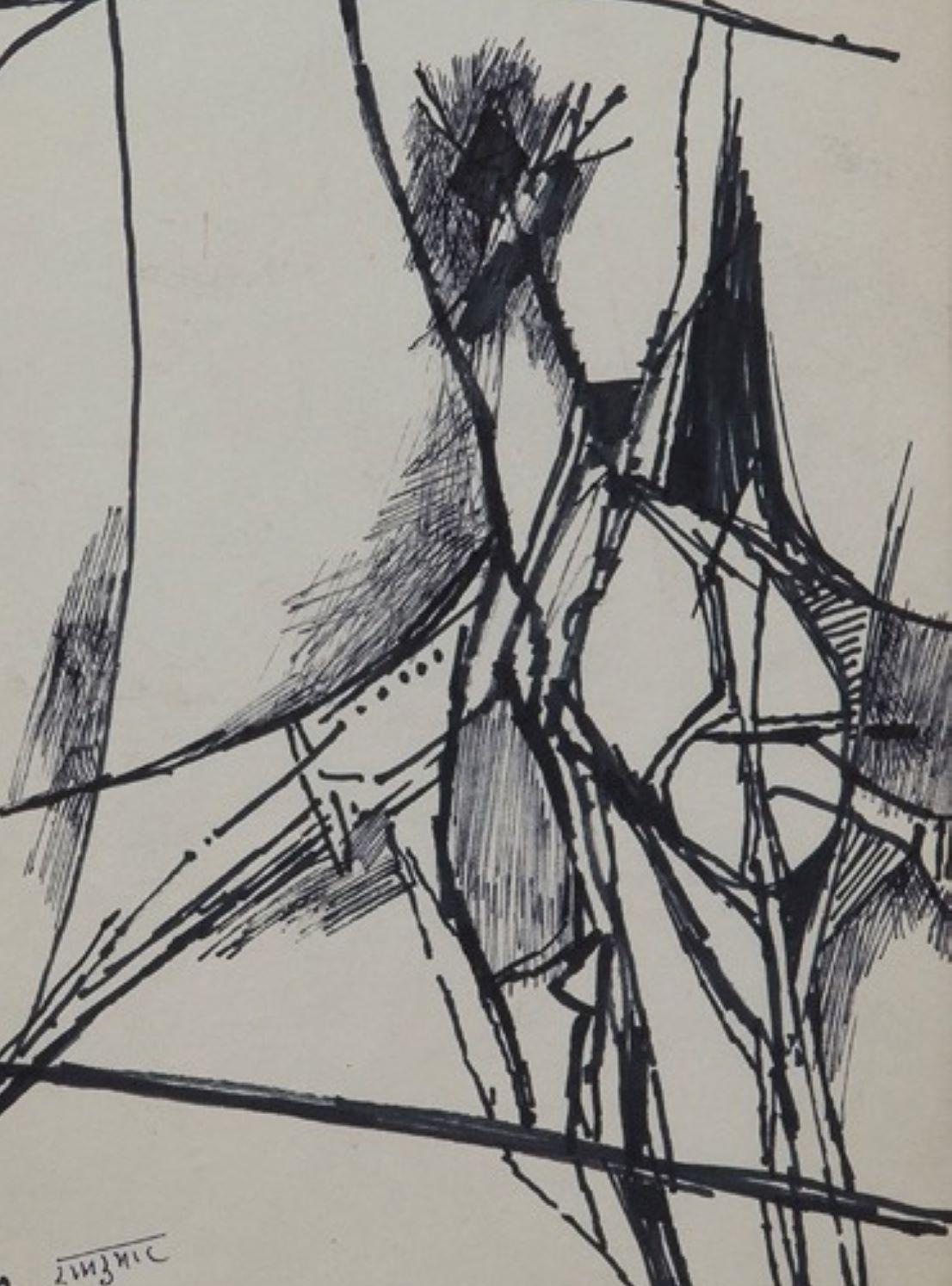Abstract, Drawing, Pen & Ink on Paper by Modern Indian Artist 