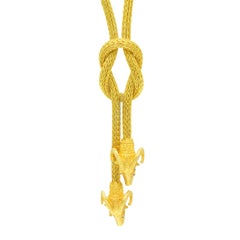 Ram Lariat Necklace In 18k Yellow Gold.