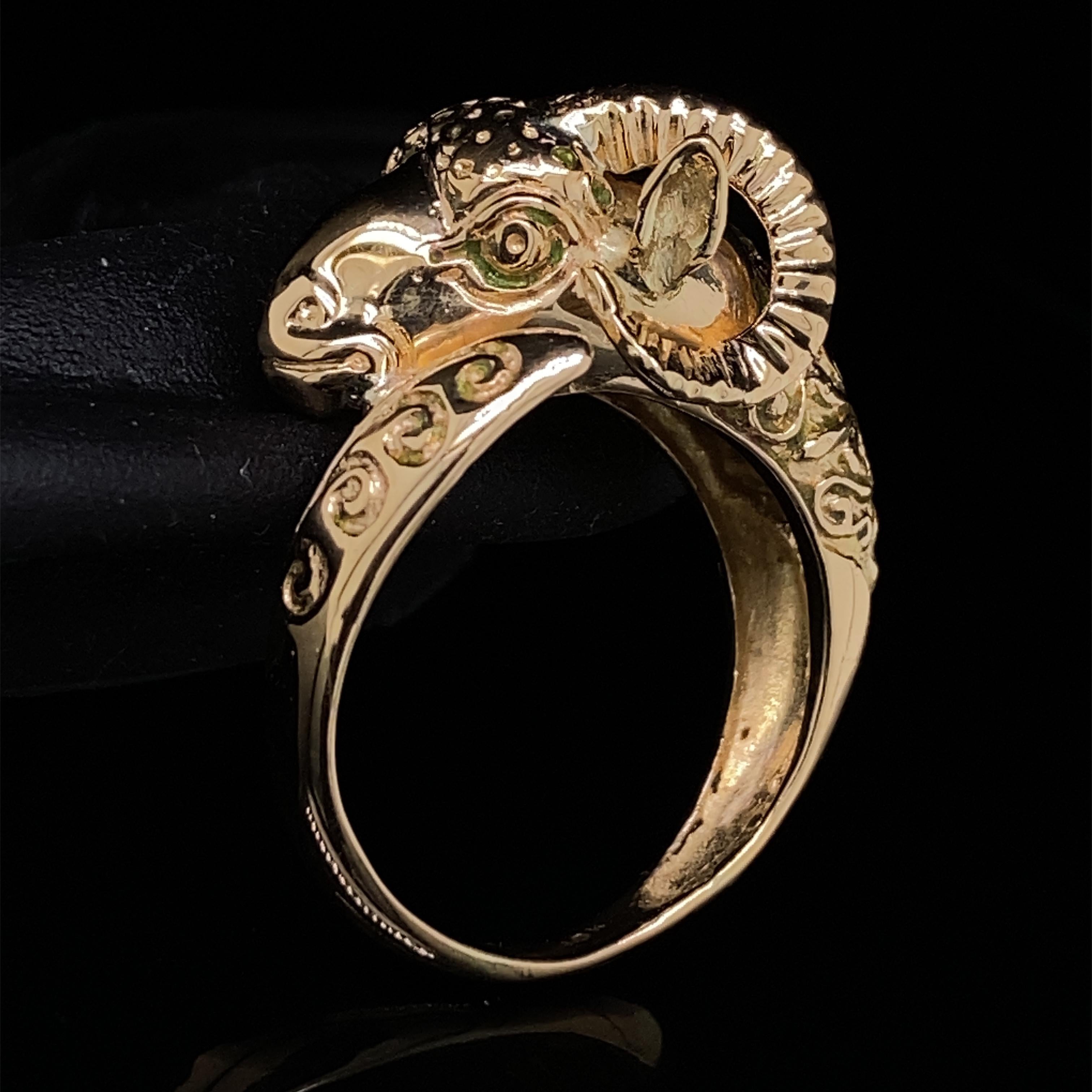 Ram or Aries Figural Bypass Ring in 18 Karat Yellow Gold 5
