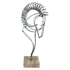 Fer nickelé et marbre surdimensionné  Sculpture de C.I.C. Ram du milieu du siècle dernier