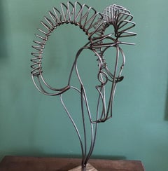 Aries The Ram Iron and Marble Oversized  Mid Century C. Jere  Sculpture