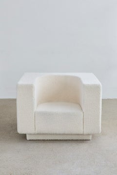 Unique White Rama Armchair - Wood Frame and Fabric Upholstery by Megarisiotis