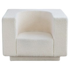 Unique White Rama Armchair - Wood Frame and Fabric Upholstery by Megarisiotis