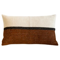 Cuscino lombare in lana Rama in marrone e beige - Fatto a mano