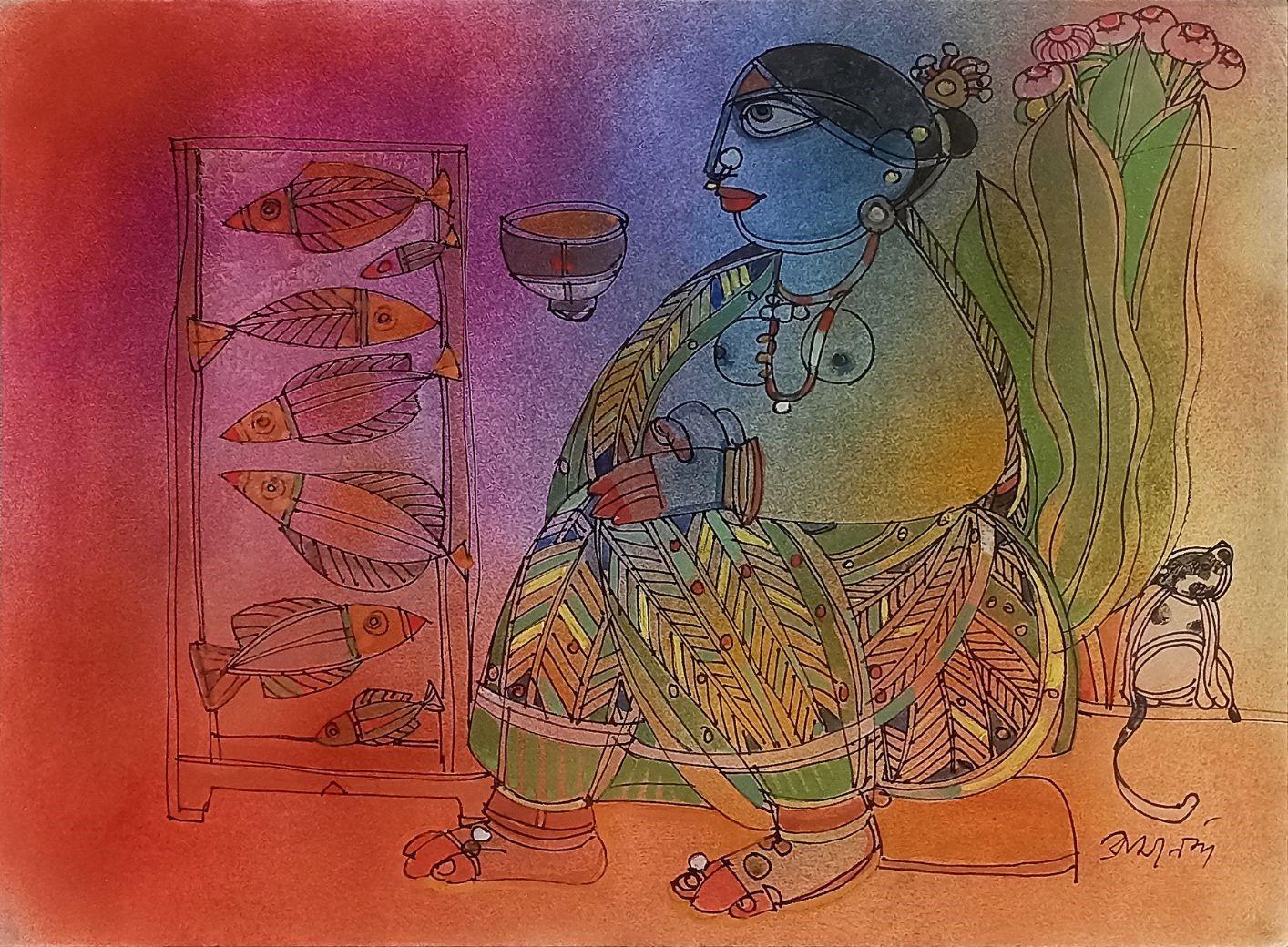 Untitled , Mixed Media on Paper by student of Nandalal Bose "In Stock"