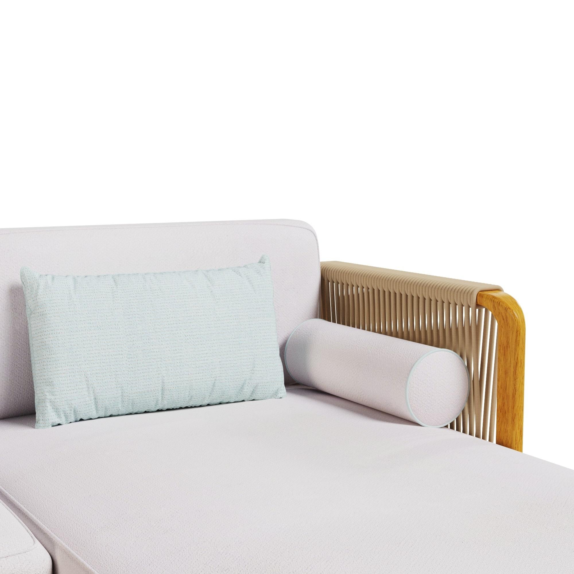 Fatto a mano Divano da esterno Ramatuelle in Wood Iroko con schienale in Corde in vendita