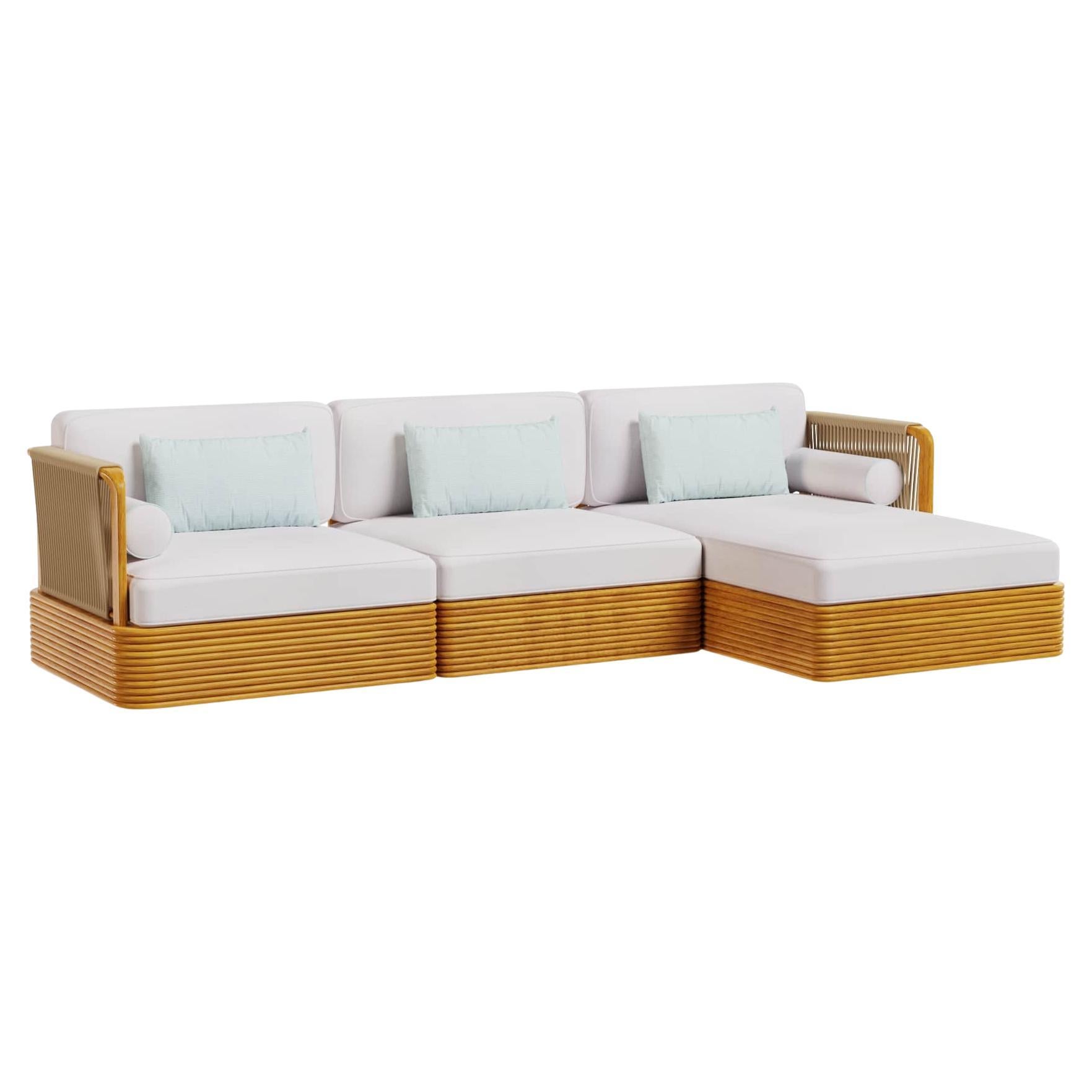 Ramatuelle Outdoor Sofa in Iroko Wood with Cord Back