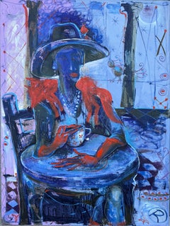 Arte contemporáneo georgiano de Ramaz Chantladze - Mujer en un café
