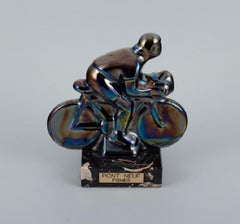 Rambervillers, French Ceramic Sculpture in the Form of a Cyclist