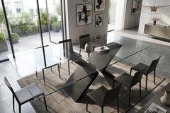 Tavolo da pranzo Rambla Black Slate Natural Stone & Crystal Made in Spain Meddel