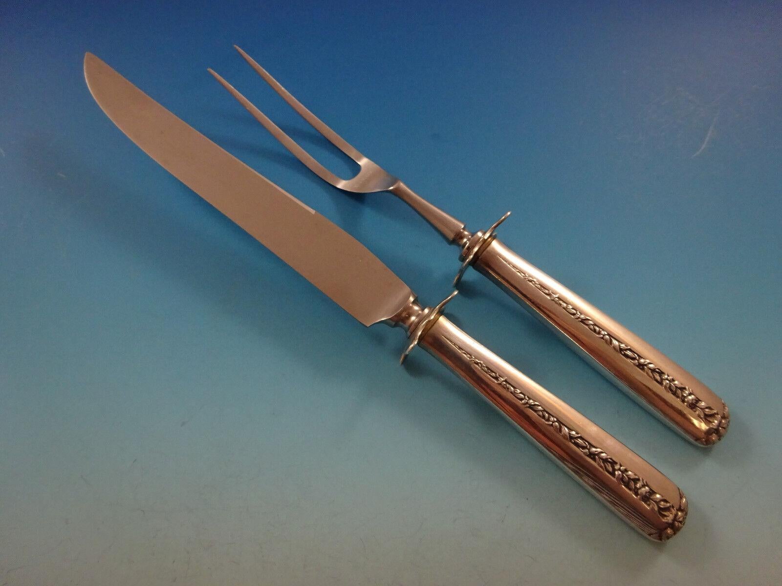 Rambler Rose by Towle Sterling Silver Flatware Set 8 Service 63 Pcs Dinner Size For Sale 7