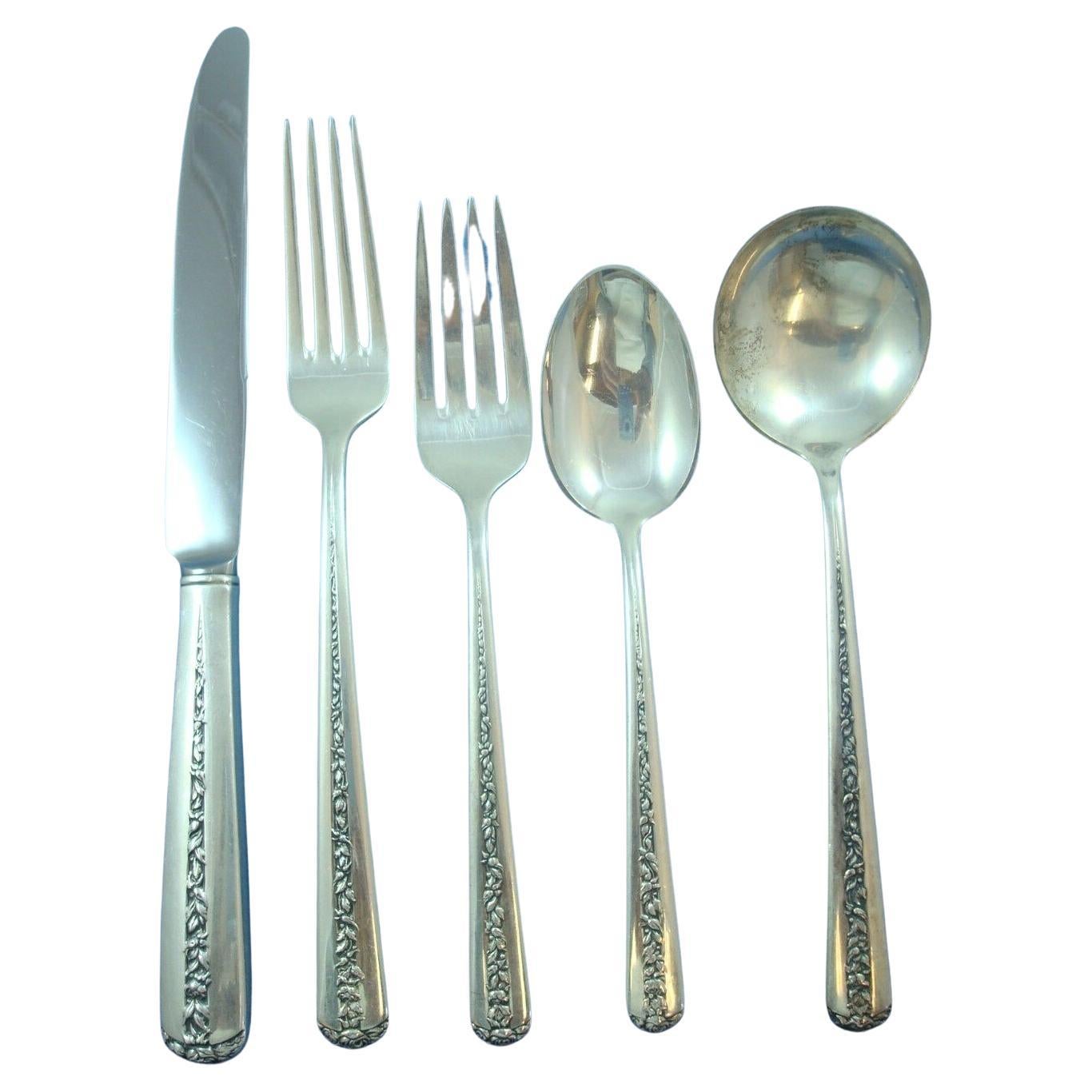 Juego de Cubiertos Rambler Rose by Towle de Plata de Ley para 12 Servicio 68 Piezas
