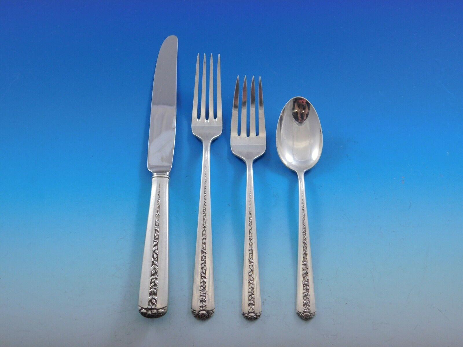 Service de couverts Rambler Rose by Towle en argent sterling pour 12 pièces 75 pièces Excellent état - En vente à Big Bend, WI