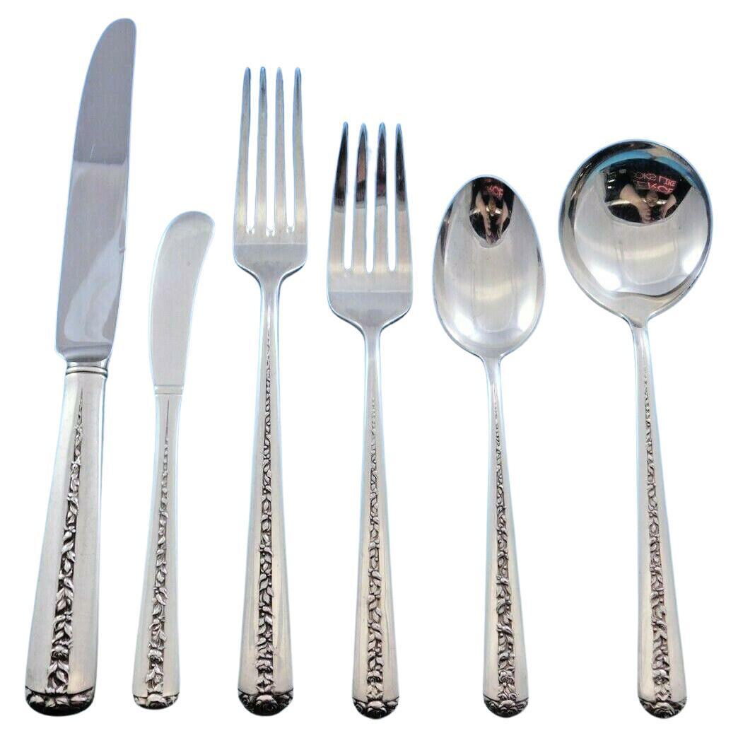 Juego de Cubiertos Rambler Rose by Towle de Plata de Ley para 12 Servicios 75 piezas