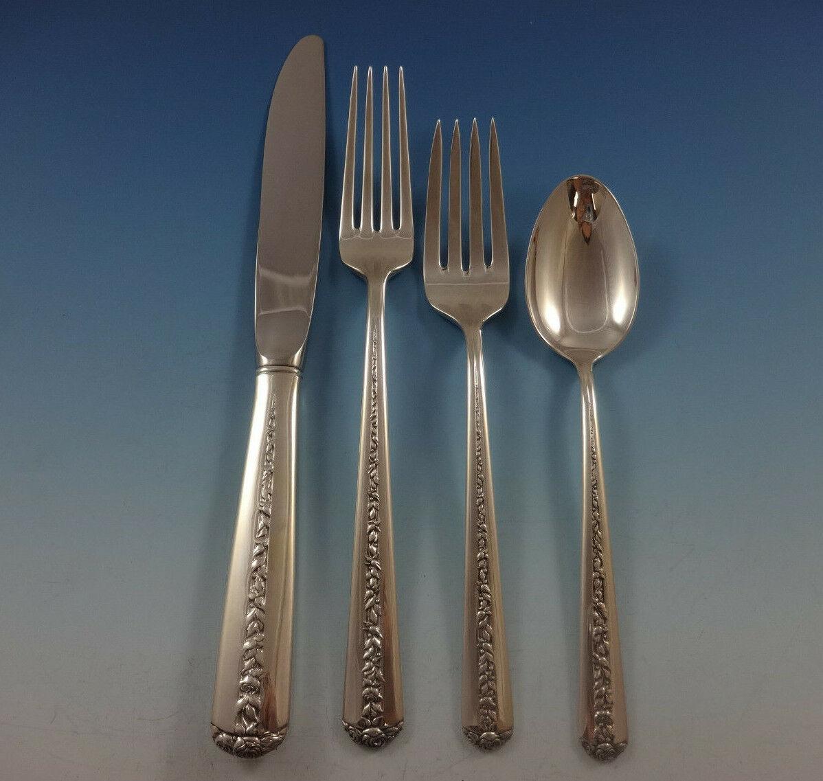 Milieu du XXe siècle Service de couverts Rambler Rose by Towle en argent sterling 24 Pieces en vente
