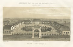 Rambouillet National Sheepfold, Main Court, Antique Print, 1873
