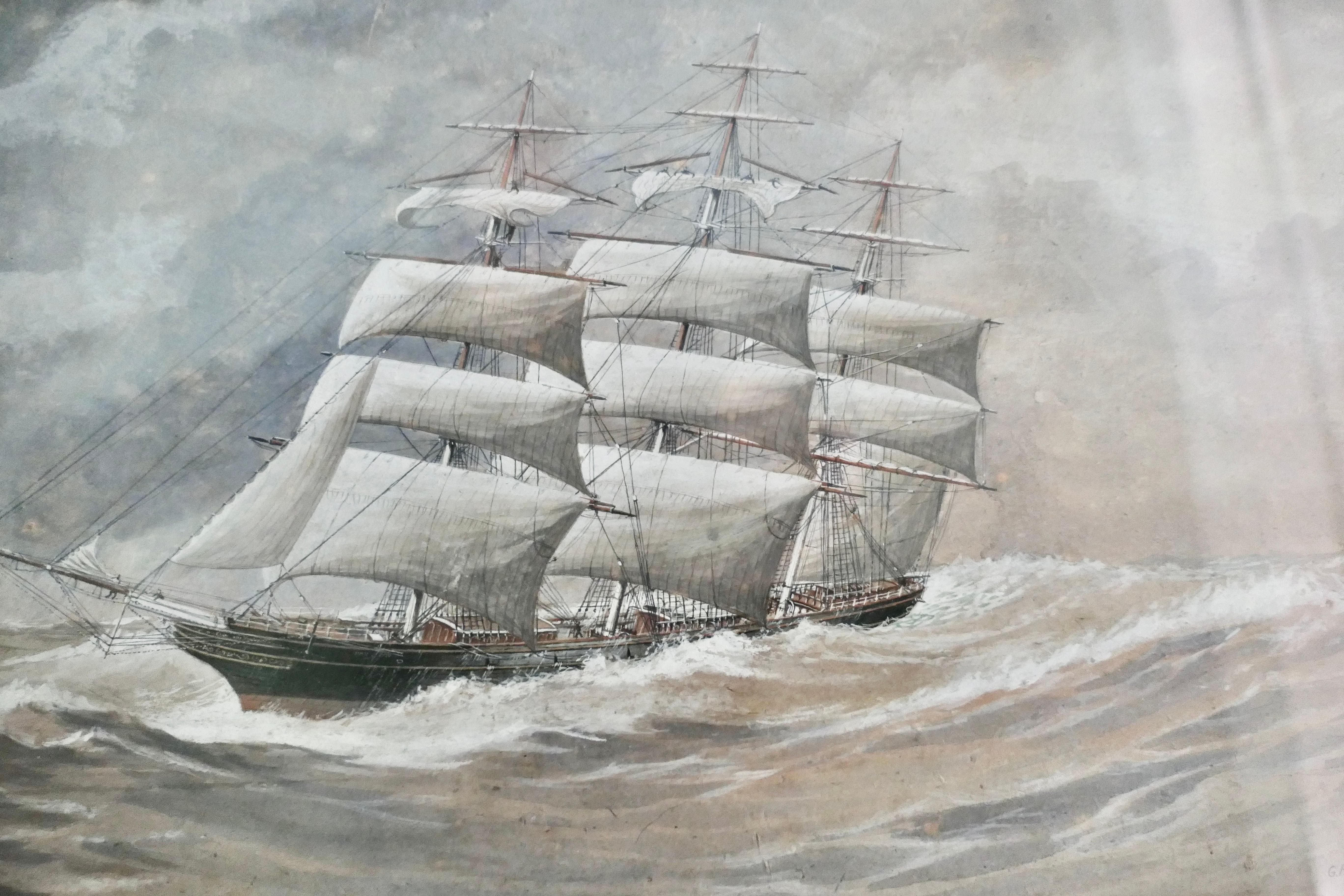 ramed and Glazed Watercolour of the Cutty Sark by G.S.Campbel In Good Condition For Sale In Godshill, Isle of Wight