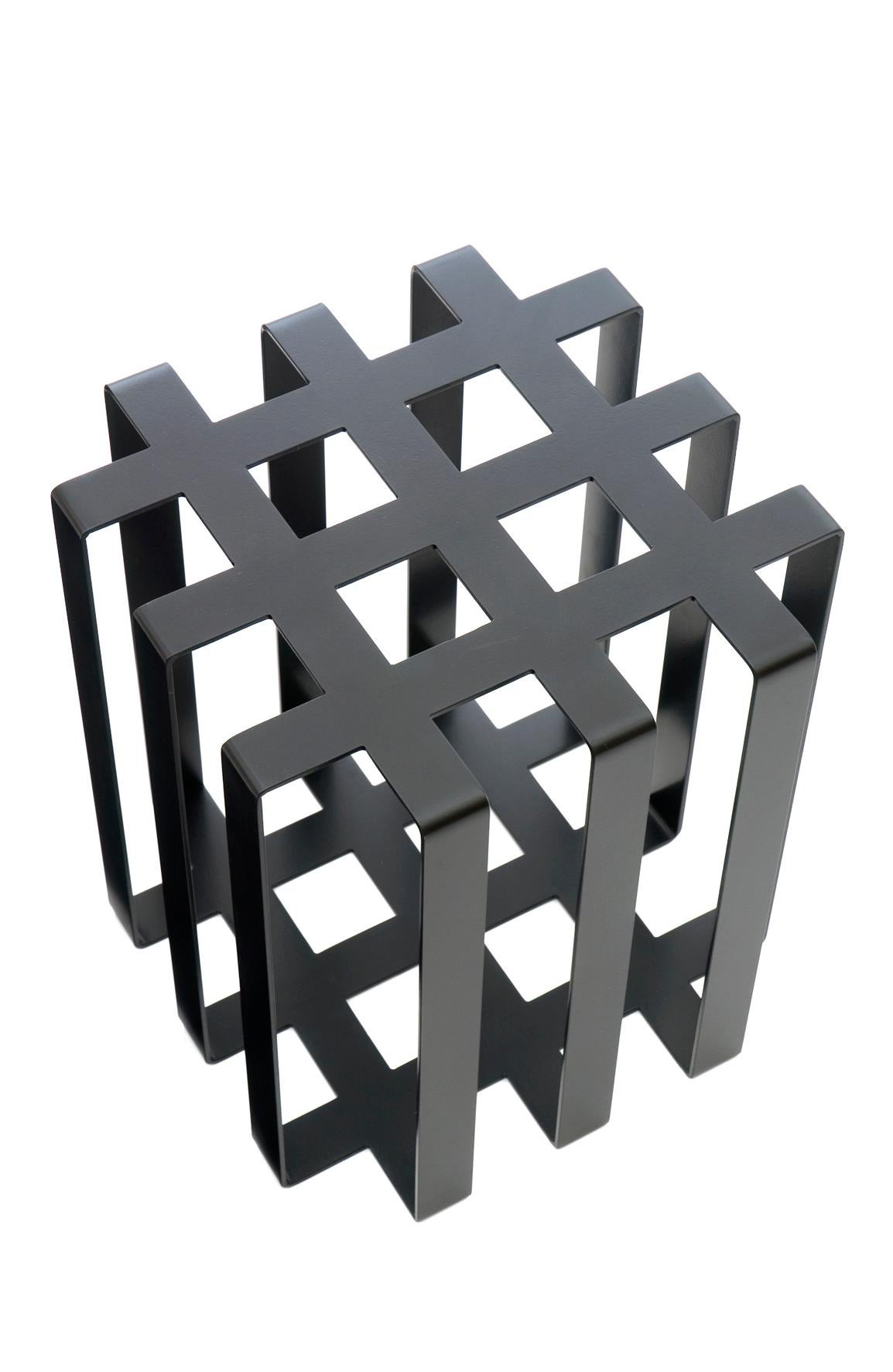 Powder-Coated Indoor/Outdoor Modern Sculptural Ramen Side Table/ Stool Black In Stock For Sale