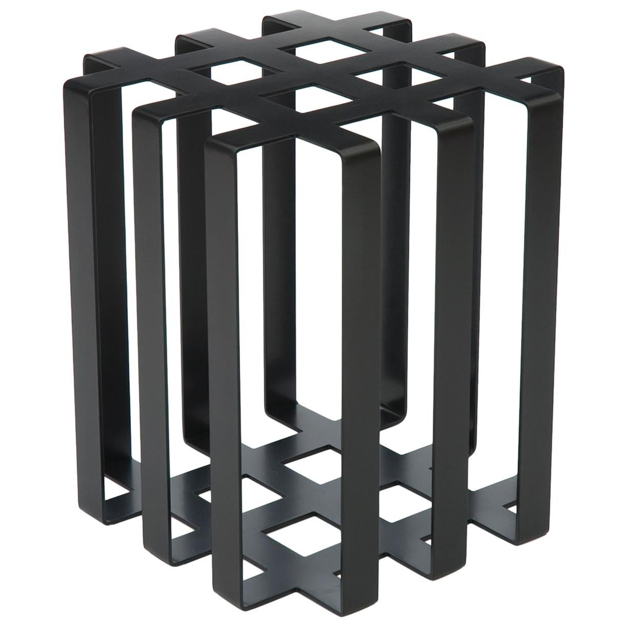 Table d'appoint/tabouret en béton sculptural moderne pour l'intérieur/extérieur, noir, en stock