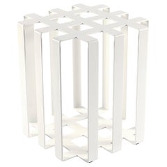 Mesa auxiliar/taburete Ramen escultórico moderno para interior/exterior Blanco