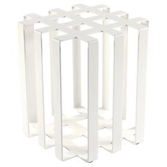 Table d'appoint/tabouret en béton sculpté moderne pour l'intérieur/extérieur, blanc