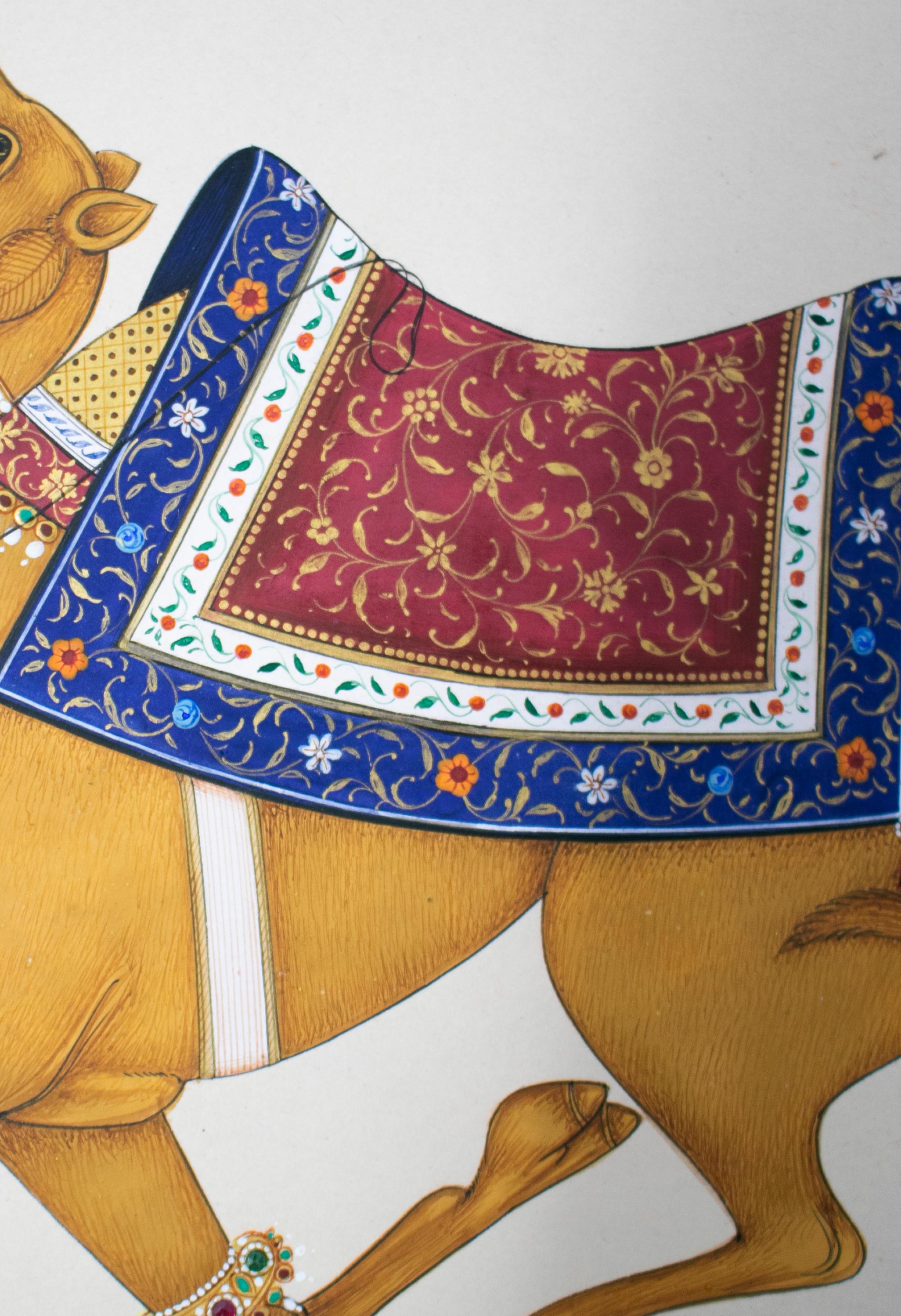 Ramesh Shames, Indian Pair of Elephant and Camel Paper Drawings, 1970s 5
