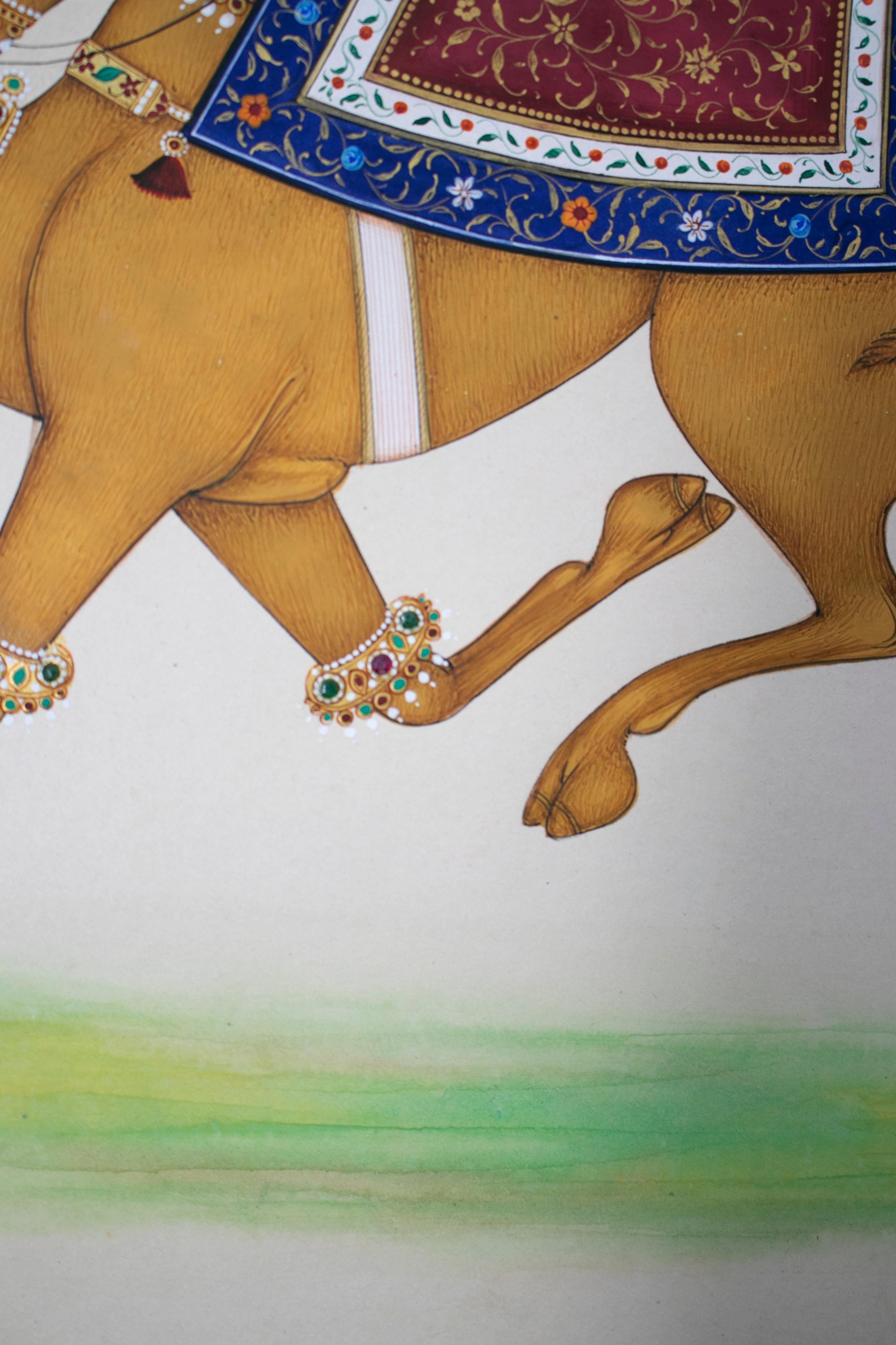 Ramesh Shames, Indian Pair of Elephant and Camel Paper Drawings, 1970s For Sale 7