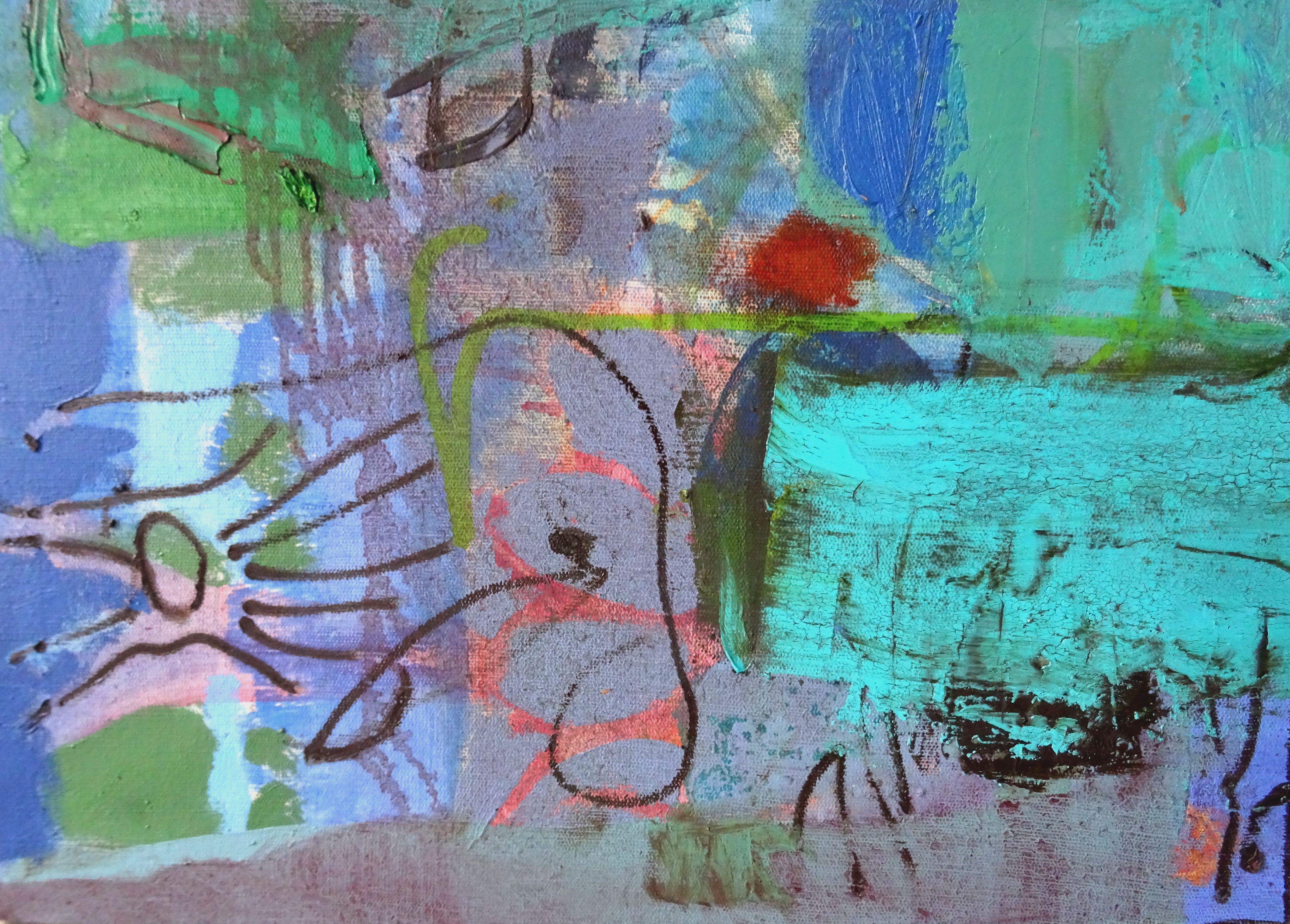 Le miracle du vert  2021, toile, acrylique, huile, 101 x99 cm - Vert Landscape Painting par Ramin Nafikov