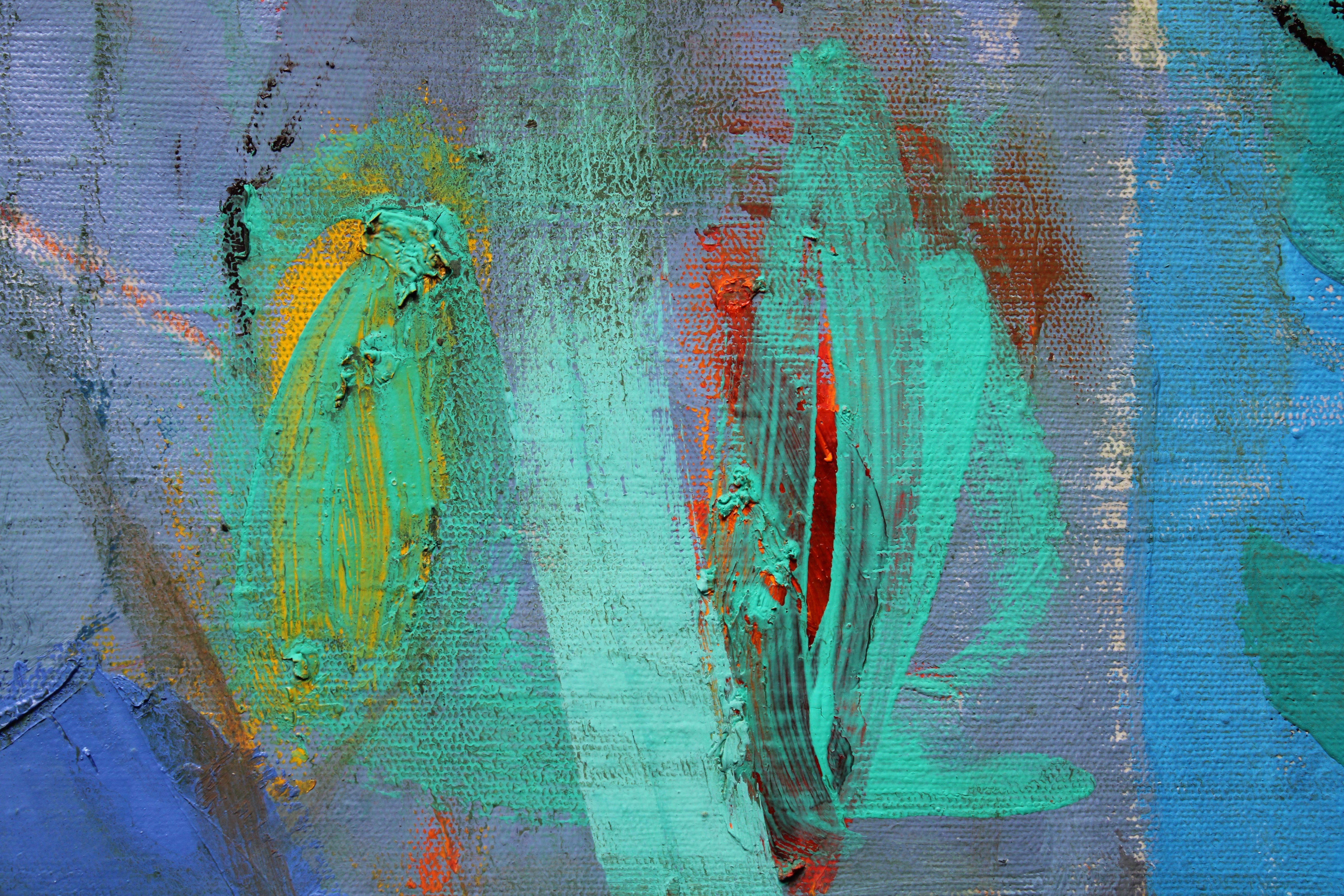 Le miracle du vert  2021, toile, acrylique, huile, 101 x99 cm 2
