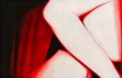 Abstract Figurative Red Black Painting, Oil on Canvas, 2025