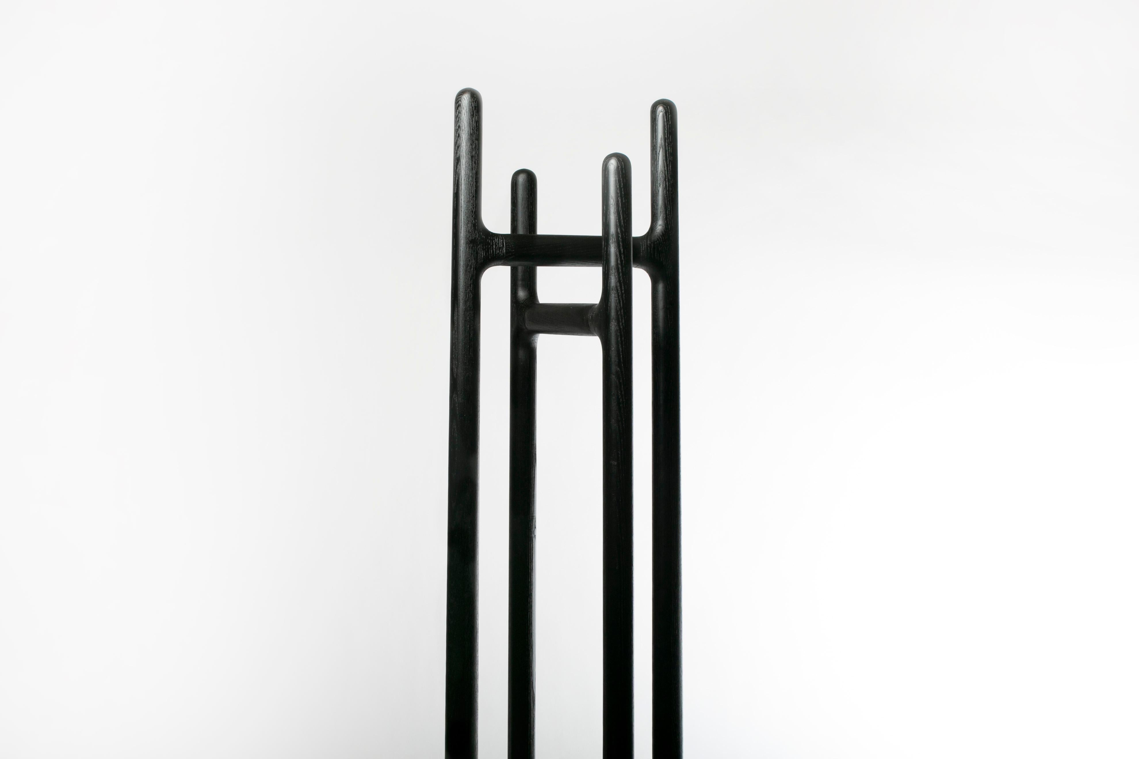 Woodwork Desierto Coat Stand 170, Black Ash, Contemporary Mexican Design For Sale